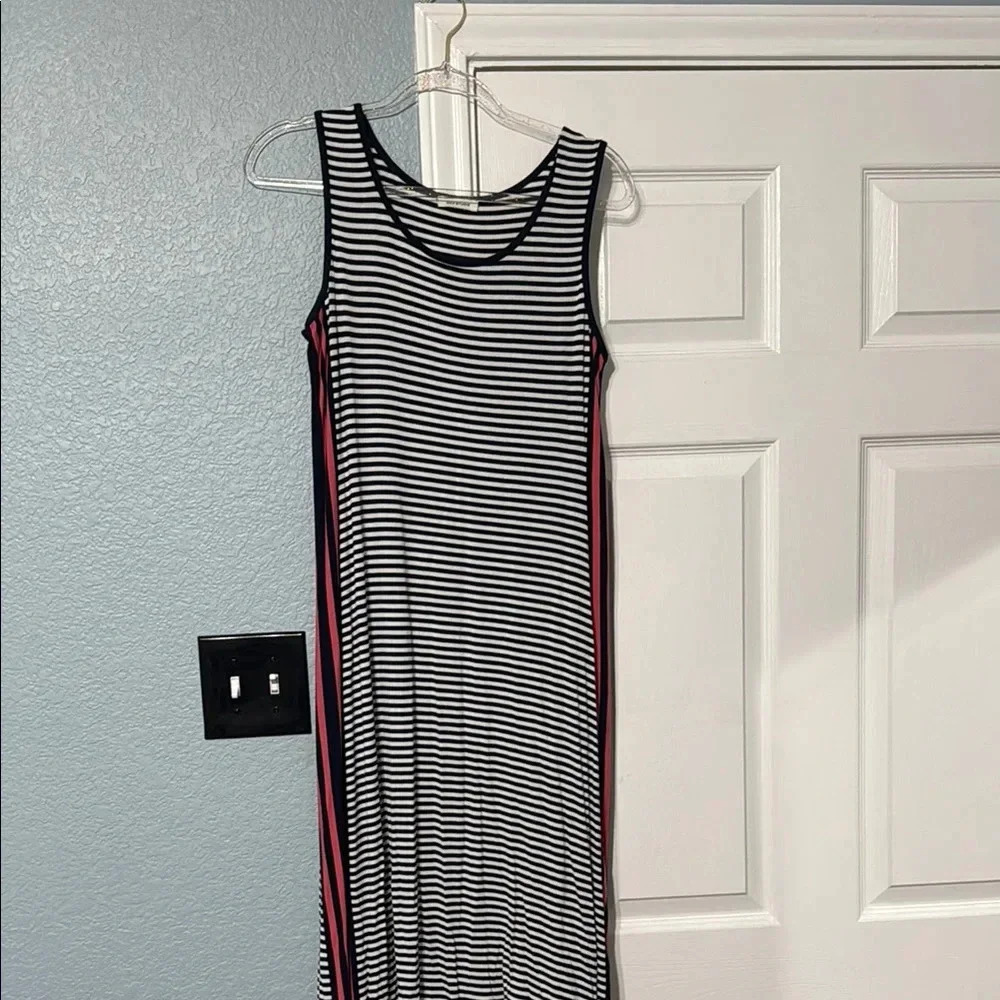 Striped Sleeveless Maxi Dress - Black and White